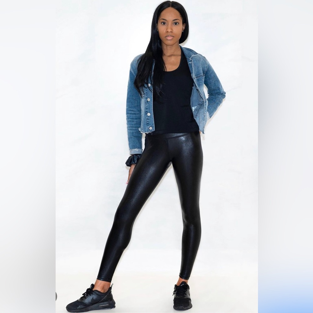 NWT by Tammy S. Lifestyle Faux Leather Luxe 4” Waistband Leggings-Flattens Tummy